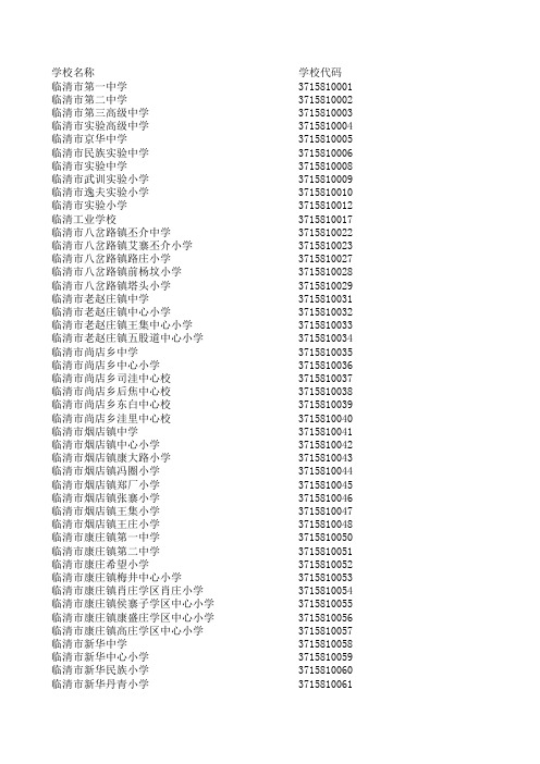 学校代码表