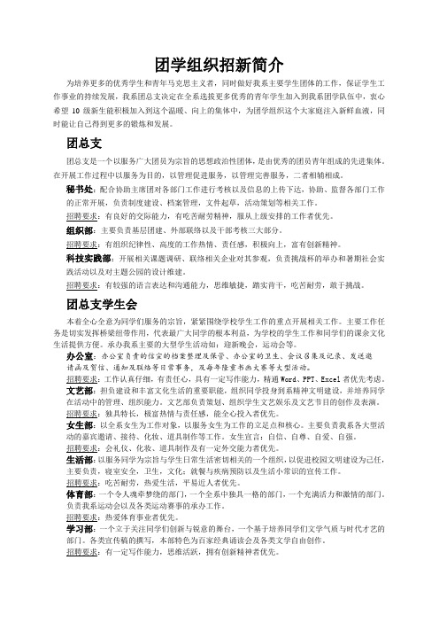 学生组织招新简介