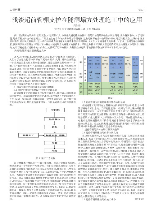 浅谈超前管棚支护在隧洞塌方处理施工中的应用