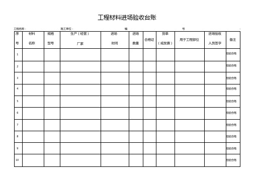 工程材料进场验收台账