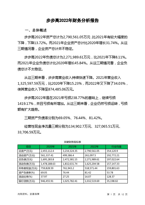 002251步步高2022年财务分析报告-银行版