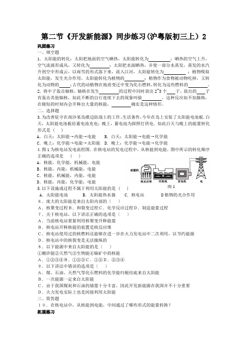 第二节《开发新能源》同步练习(沪粤版初三上)2