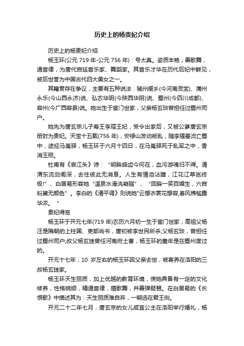 历史上的杨贵妃介绍