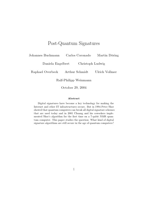 Post-Quantum Signatures