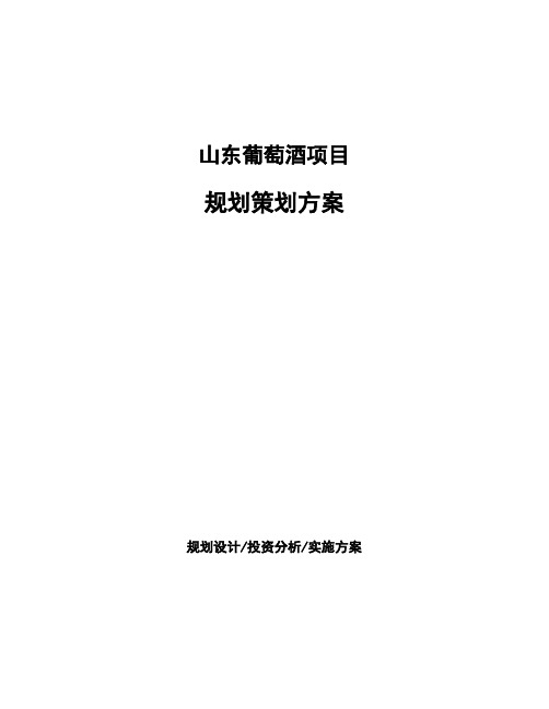 山东葡萄酒项目规划策划方案