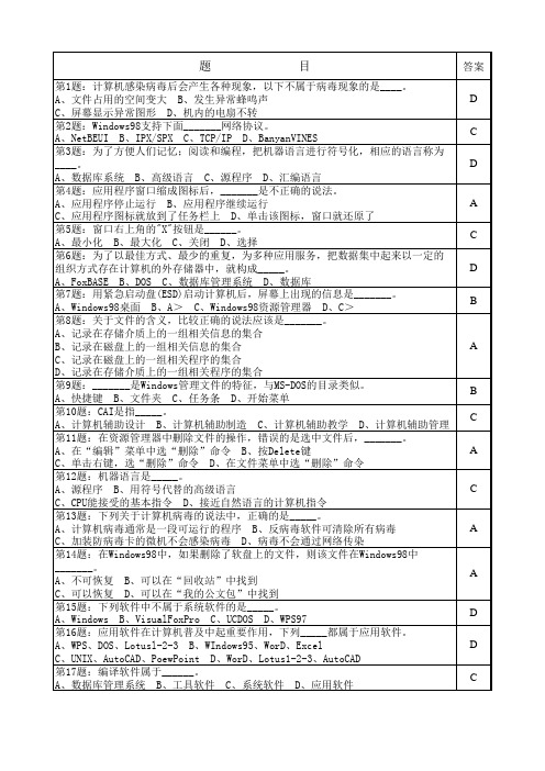 会计电算化基础理论题