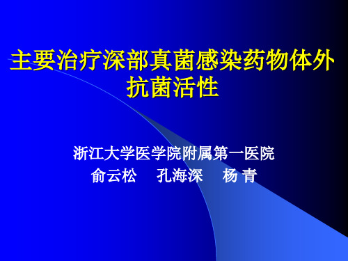 主要治疗深部真菌感染药物体外抗菌活性 -俞云松