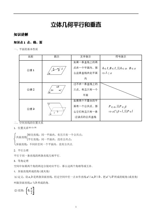 高中数学必修2——立体几何平行和垂直(学案)