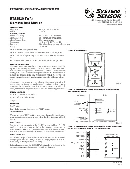 System Sensor RTS151KEY(A) Remote Test Station Ins