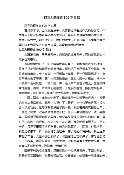 以亮为题作文500字3篇