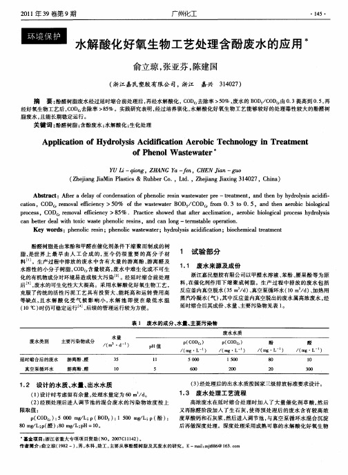 水解酸化好氧生物工艺处理含酚废水的应用