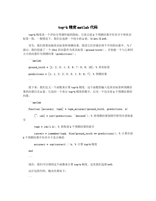 top-k精度matlab代码