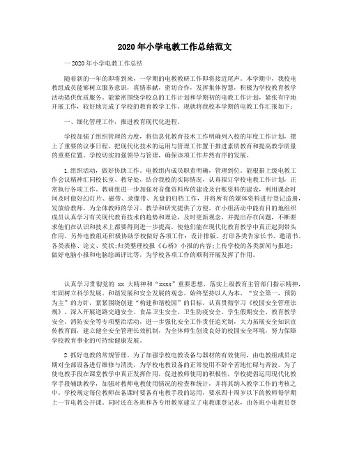 2020年小学电教工作总结范文