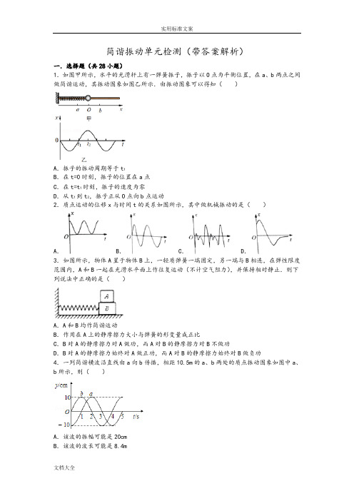 简谐振动单元检测,带问题详解解析汇报
