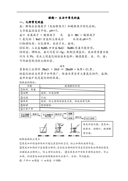 人教版九年级下册第十一单元 课题一 生活中常见的盐