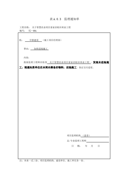 催促进场监理通知单