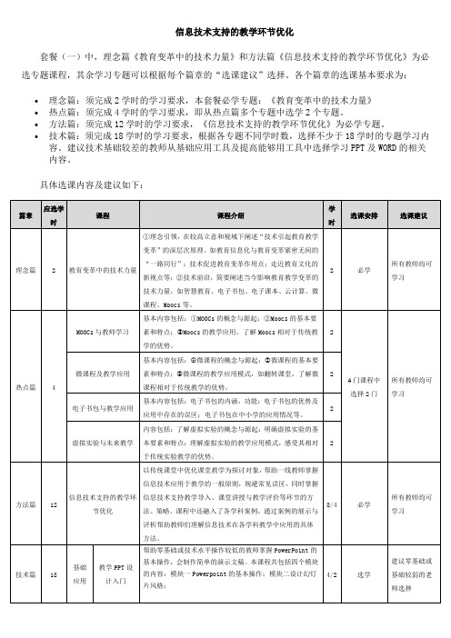 信息技术支持的教学环节优化