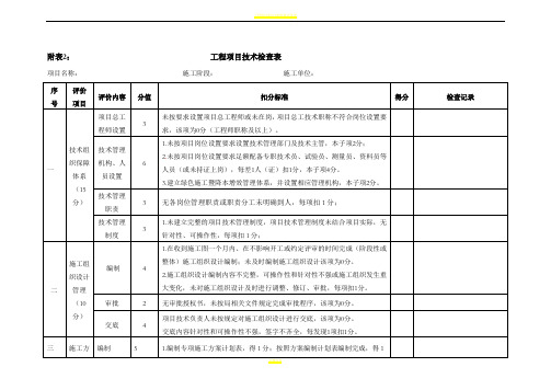 工程项目技术检查表