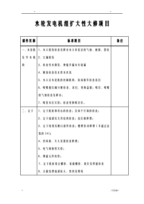 资料水轮发电机组大修项目