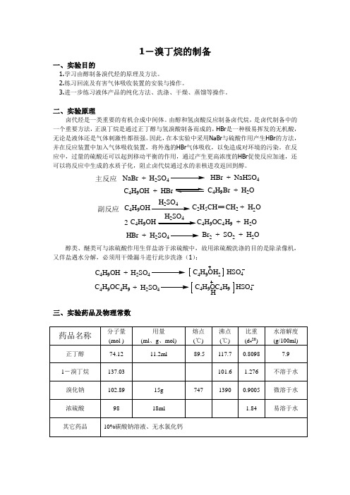 有机化学实验报告--1-溴丁烷的制备