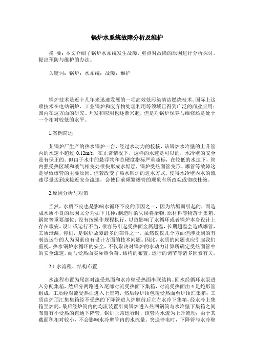 锅炉水系统故障分析及维护