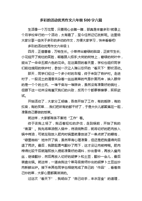 多彩的活动优秀作文六年级500字六篇