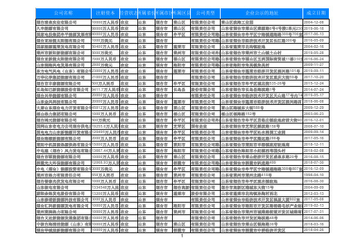 2019山东烟台电力热力公司大全886家