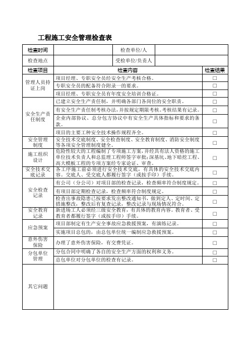 工程施工安全管理检查表[1]