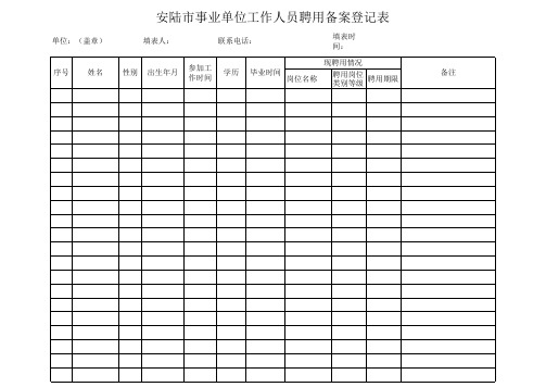 事业单位工作人员聘用备案登记表