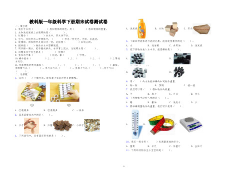 教科版一年级科学下册期末试卷测试卷