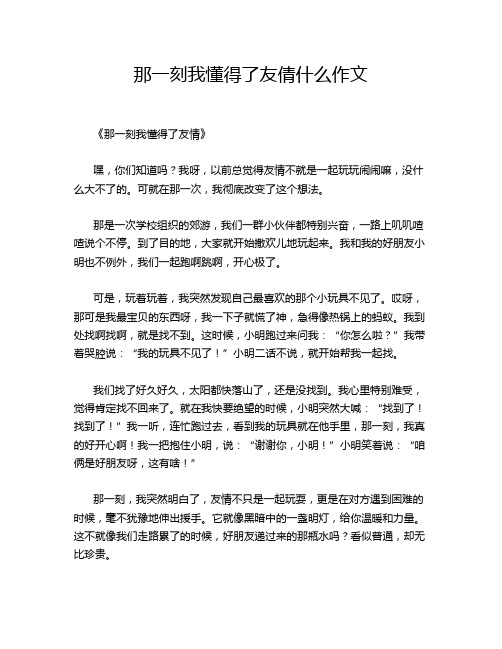 那一刻我懂得了友倩什么作文