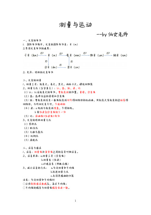 人教版初中物理八年级时间与长度的测量知识总结