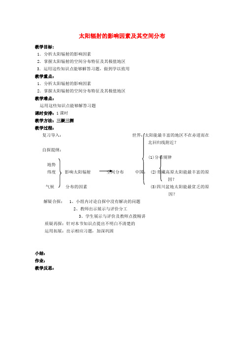 高中地理第一章行星地球第二节太阳对地球的影响教案新人教版必修