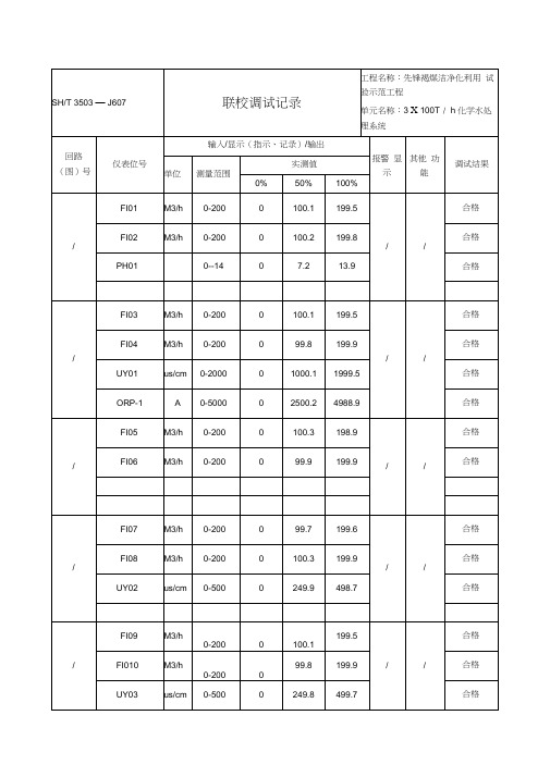 仪表联校调试记录表(格式)7.9