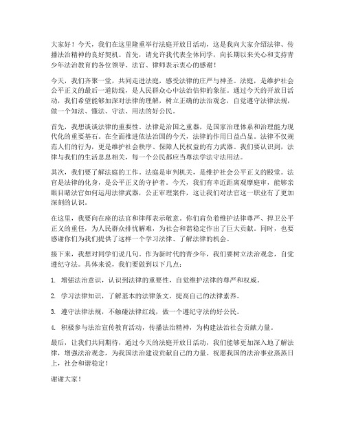 法庭开放日发言稿范文