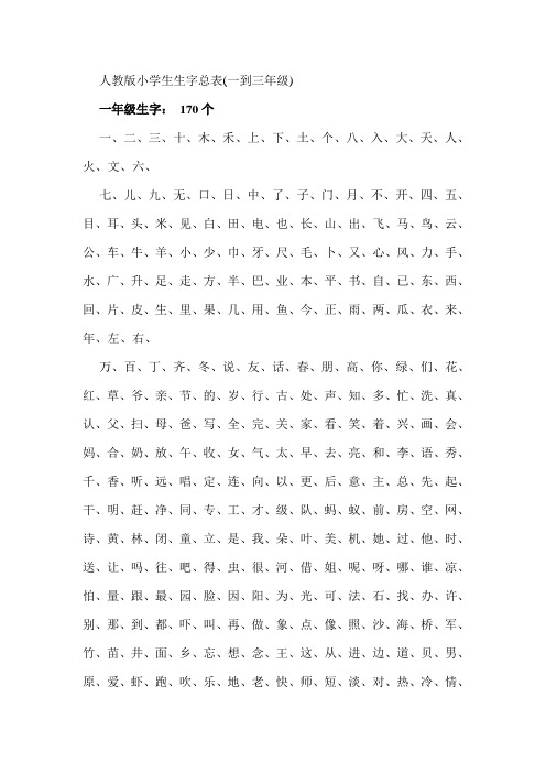 (word完整版)小学一到三年级生字汇总,推荐文档