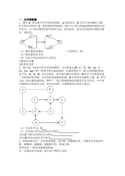 南京师范大学附中树人学校中考化学推断题试卷含详细答案