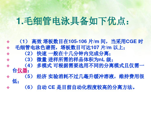 毛细管电泳法的特点和CE-MS的构造