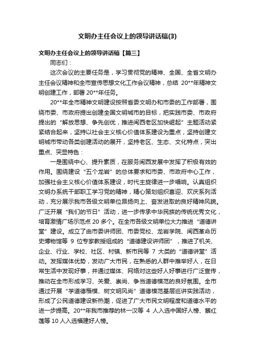 文明办主任会议上的领导讲话稿（3）