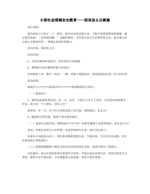 小班社会领域安全教育——我该怎么办教案