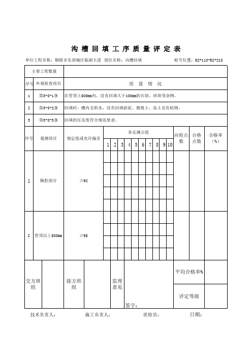 沟槽回填工序质量评定表