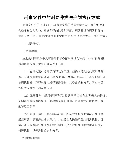 刑事案件中的刑罚种类与刑罚执行方式