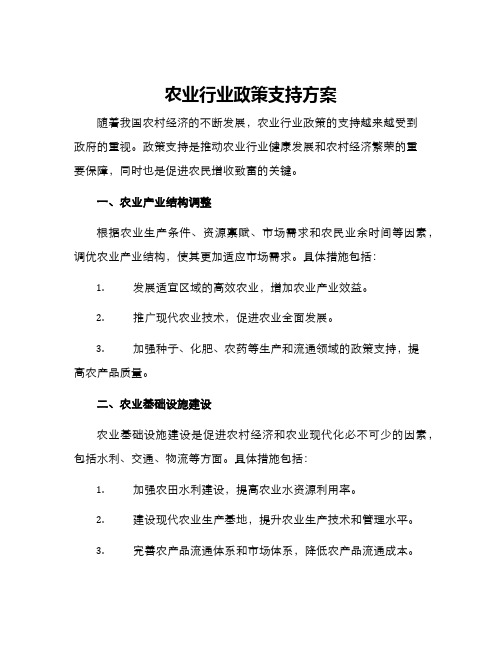 农业行业政策支持方案