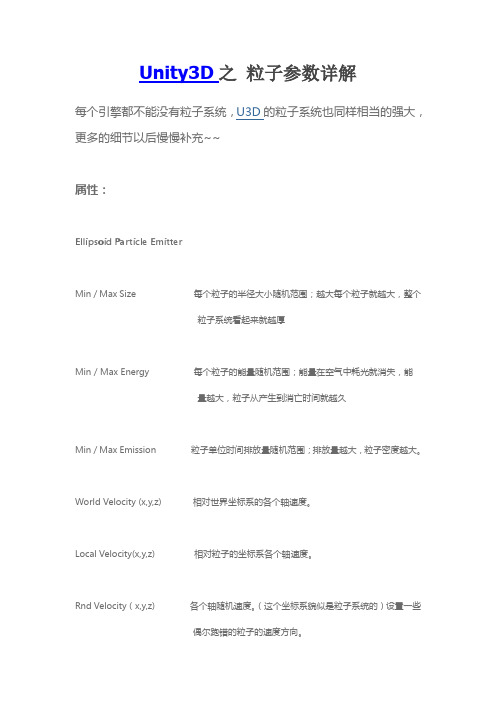 Unity3D之 粒子参数详解