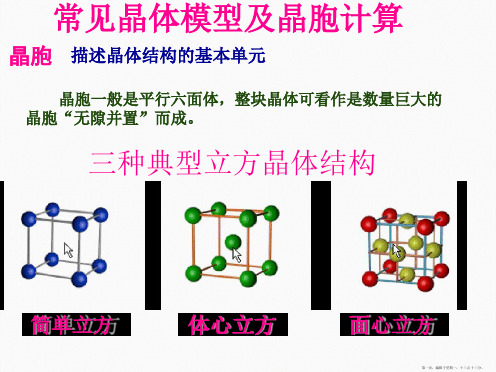 常见晶体模型及晶胞计算