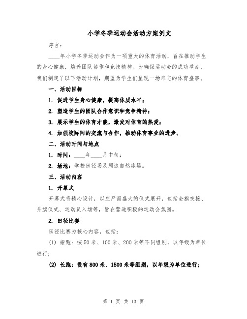 小学冬季运动会活动方案例文(六篇)