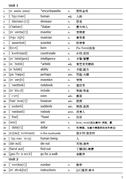 沪教牛津版八年级 上 下 英语单词表