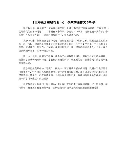 【三年级】柳暗花明 记一次数学课作文300字