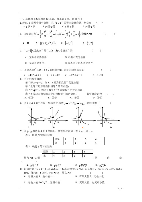 河南省实验中学高三数学上学期第一次月考 文 新人教A版