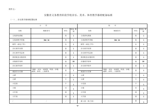 音体美教学器材配备标准